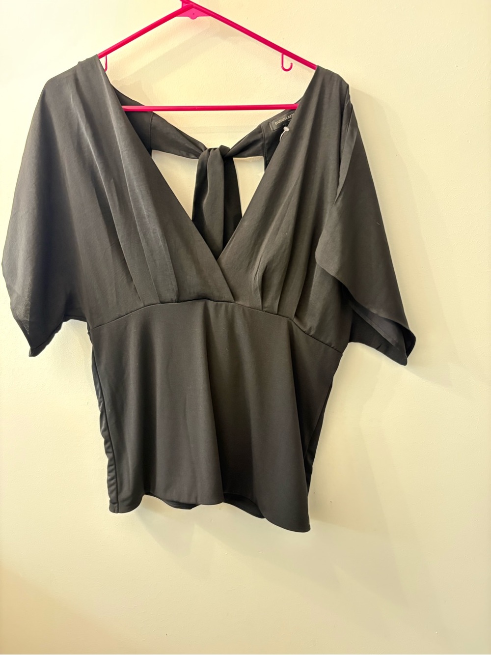 Banana Republic Black V-Neck Tie-Back Top